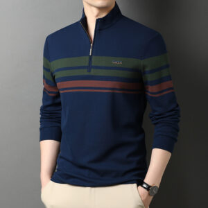 Men’s T-shirts Cotton Stand Collar Long Sleeves