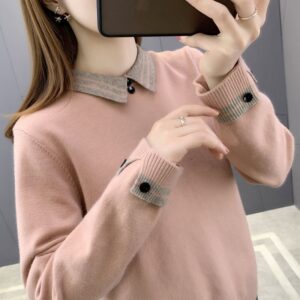 New Autumn And Winter Undershirt Women Polo Collar Top Women