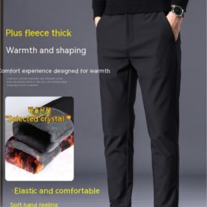 Fleece-lined Thick Casual Pants Men’s Slim Fit Ankle Tight Trousers