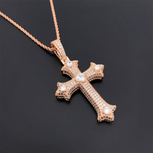 Copper Inlaid 5A Zircon Cross Pendant Necklace Ornament