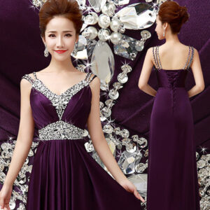 Women Sleeveless Sexy A-Line Elegant Wedding Party Formal Gowns Long Evening Dress