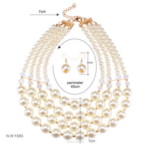 Europe necklace crystal pearl Long Necklace Earrings female bride jewelry set accessories