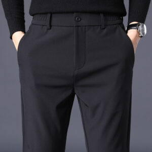 Fleece-lined Thick Casual Pants Men’s Slim Fit Ankle Tight Trousers