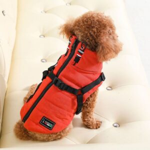 Small dog stand collar vest chest back warm traction dog clothing