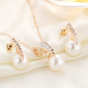 Pearl Necklace Earring Set Wedding Banquet Dress
