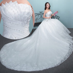 Aliexpress wedding bride wedding dress new large tail size wedding dress factory wholesale TH52