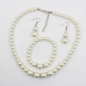Fast sell hot bridal decorations, wedding jewelry set, pearl necklace, earring, bracelet wholesale