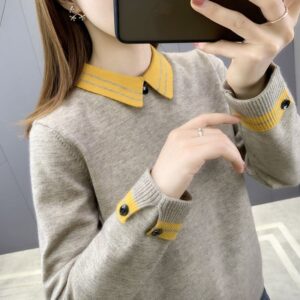 New Autumn And Winter Undershirt Women Polo Collar Top Women