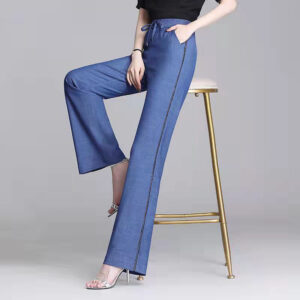 Thin High Waist Drooping Straight Loose Cropped Pants