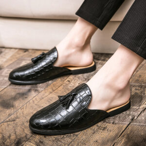 Men’s Fashion Half-support Slip-on Tassel Brogue Leather Shoes