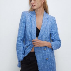 New Small Fragrance Style Tweed Check Suit Jacket Women