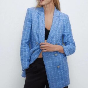 New Small Fragrance Style Tweed Check Suit Jacket Women