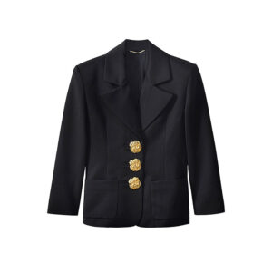 Retro Single Row Gold Buckle Fashion Long Sleeve Suit Coat Women