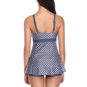 Skirt Grey Plaid Ladies Push Up One Piece Swimsuit