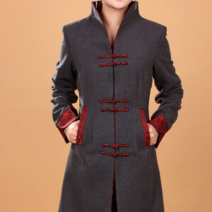 Autumn Ethnic Style Women’s Retro Wool Mid-length Trench Coat