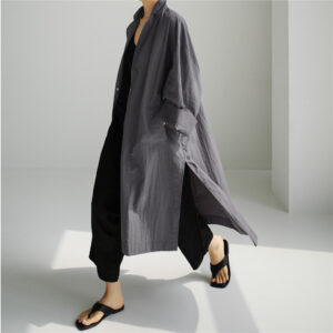 Shirt Dress Overknee Long Split Bf Cotton Linen Trench Coat